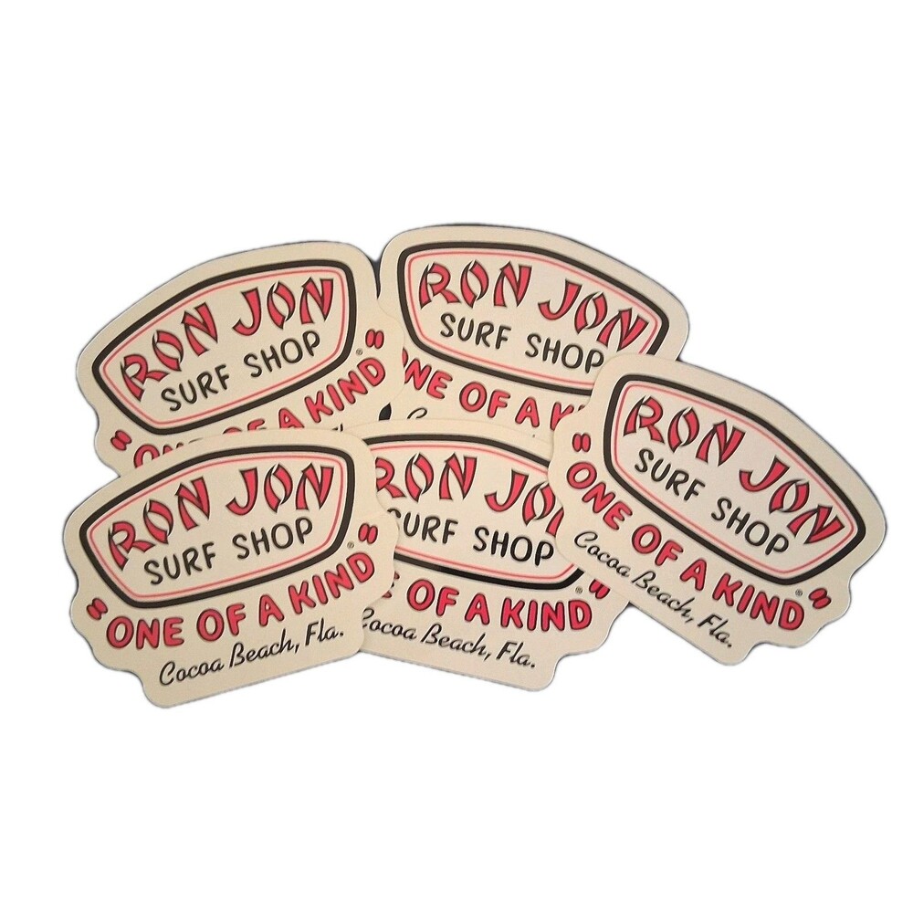 5- Ron Jon Surf Shop "One of a Kind" Cocoa Beach, Florida Sticker/Decal Lot Of 5
